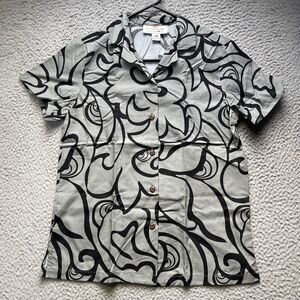 Rix Hawaiian Shirt Adult Size XS Gray Button Up Aloha Short Sleeve